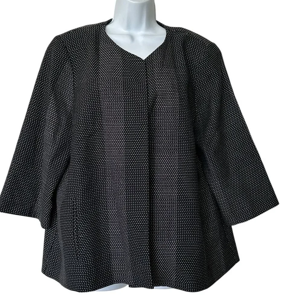 NWT Eileen Fisher Karume Dash Organic Cotton Blazer Collarless preppy classic XL